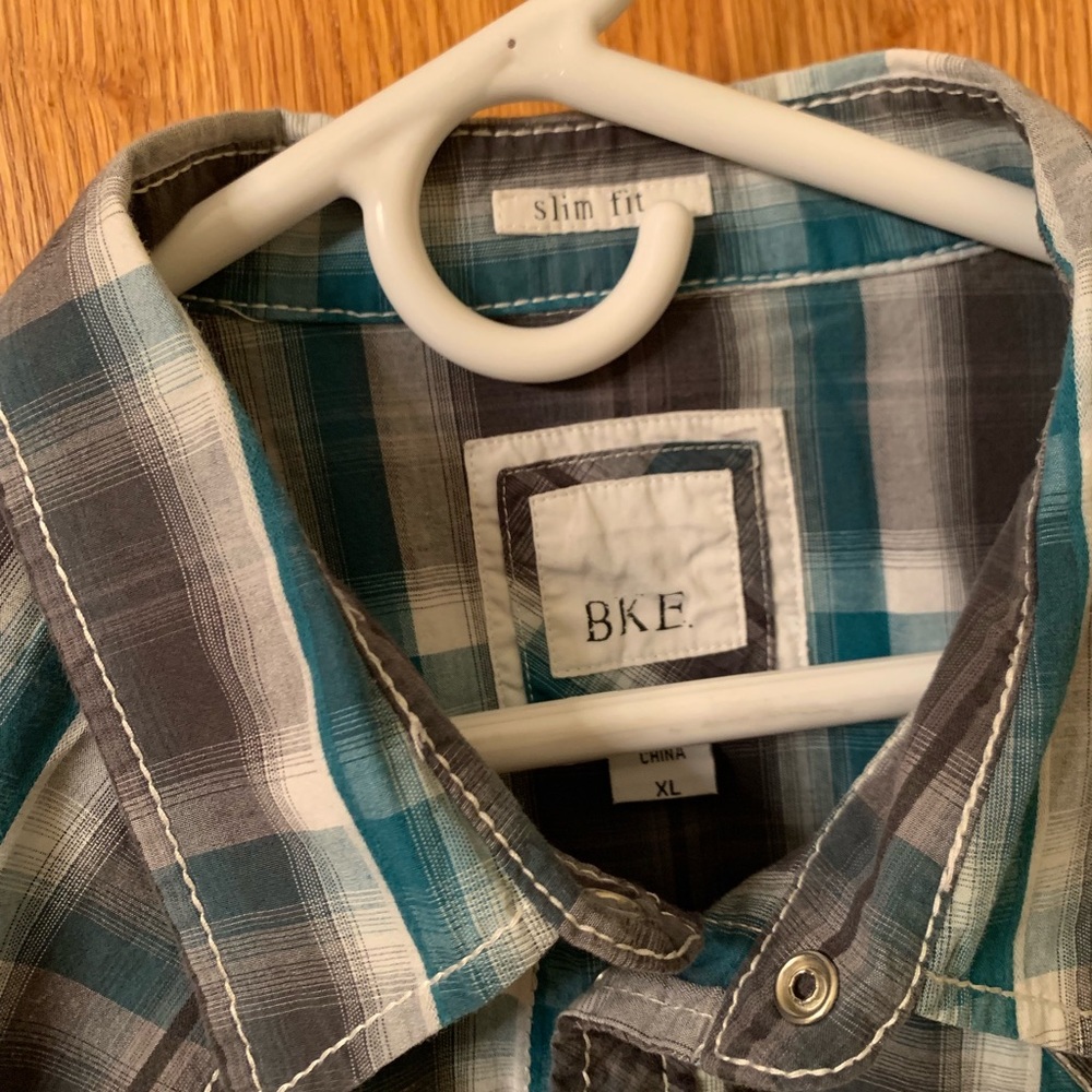BkE Teal grey and white plaid